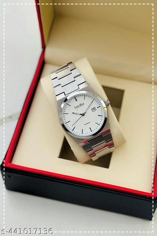 Lucifer Premium Silver Analog Watch for Men – Classic Waffle Dial Edition