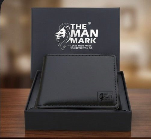 THE MAN MARK Classic Black Bi-Fold Wallet with RFID Protection and Coin Pocket
