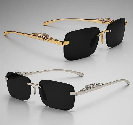 Panthère de Cartier Rimless Rectangular Sunglasses