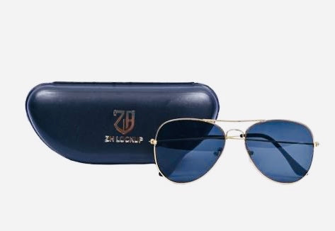 ZH LOCKUP Classic Gold & Blue Aviator Sunglasses