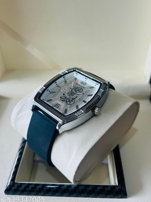 Fenton Men's Tonneau Skeleton Dial Watch with Black Silicone Strap