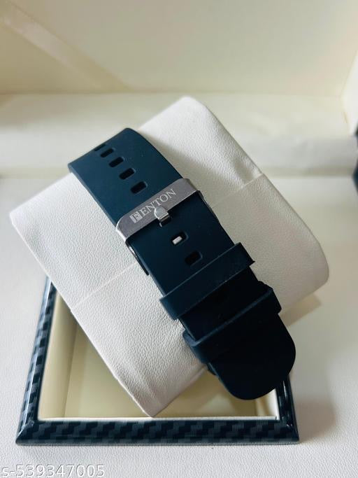 Fenton Men's Tonneau Skeleton Dial Watch with Black Silicone Strap