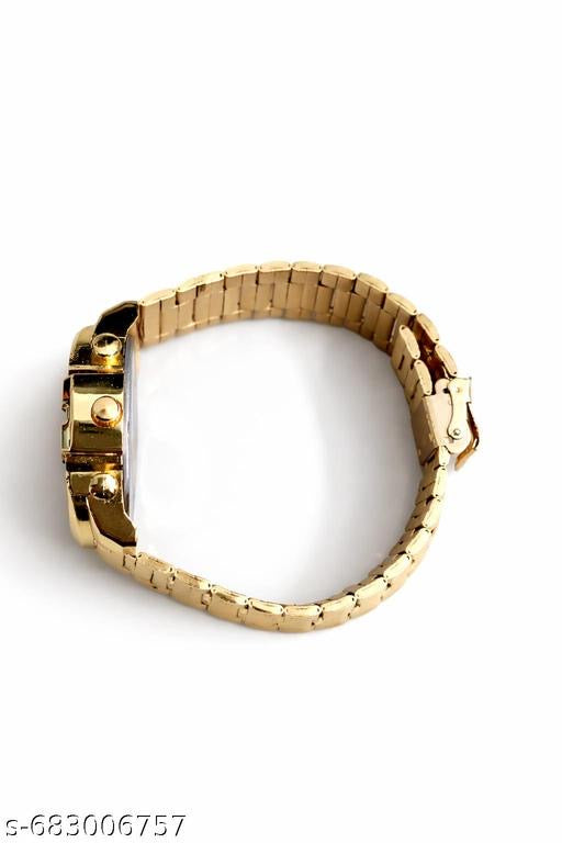 Men's Bold Gold-Tone Stainless Steel Watch with Navy Blue Dial & Oversized Industrial Design