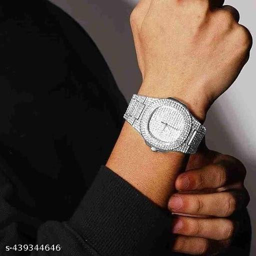 Silver Tone Luxury Bling Watch | Full Rhinestone Analog Timepiece