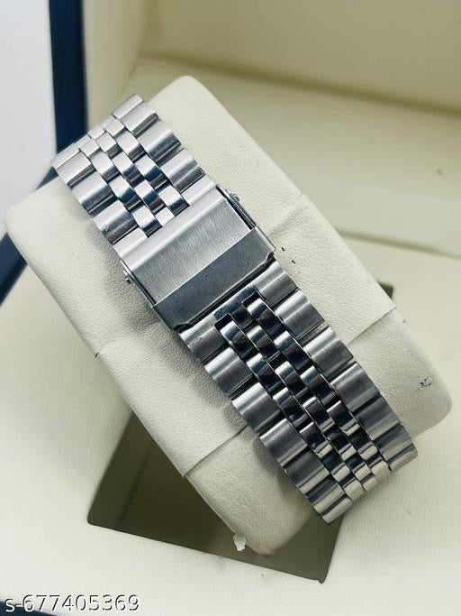 Twixy Men's Quartz Watch – Ice Blue Sunray Dial with Fluted Bezel and Stainless Steel Jubilee Bracelet